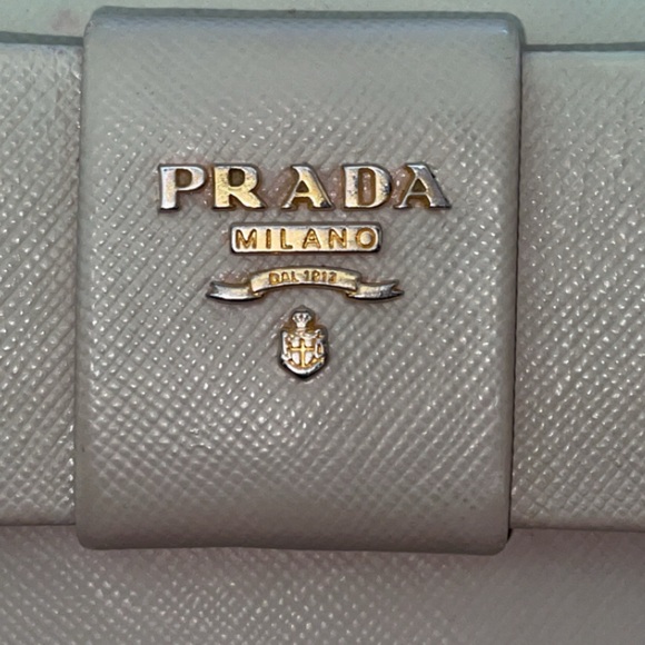 Prada Saffiano Ribbon Leather Zip Wallet Mint Green Color - Picture 9 of 9
